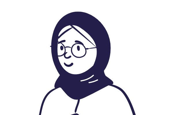 Illustratie dame met bril en hoofddoek