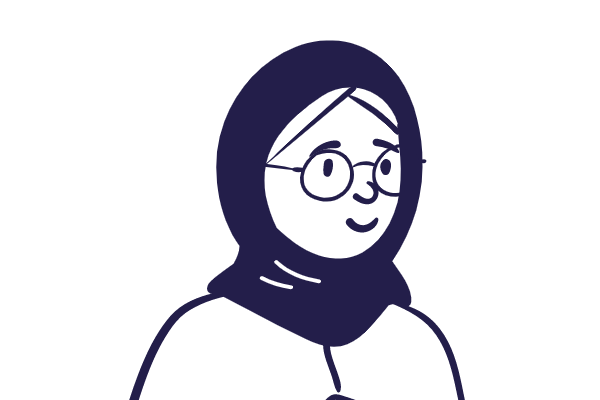 Illustratie dame met bril en hoofddoek
