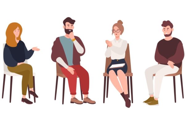 illustratie van mensen in een praatgroep