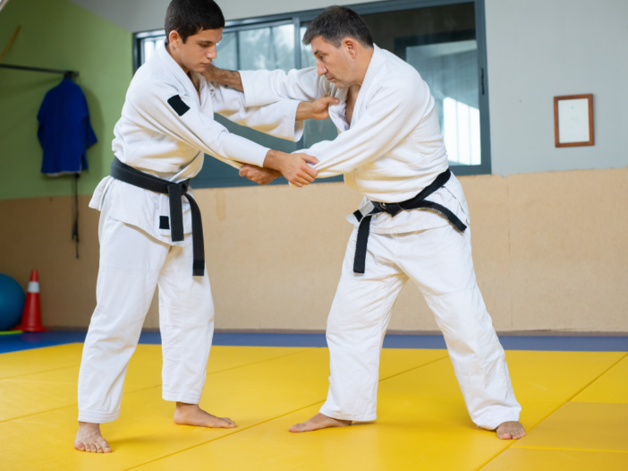twee mannen die aan judo doen